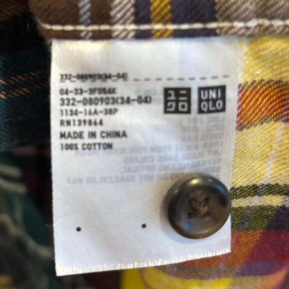 Uniqlo Patchwork Multicolored Checked Flannel Shirt - Picture 5 of 5
